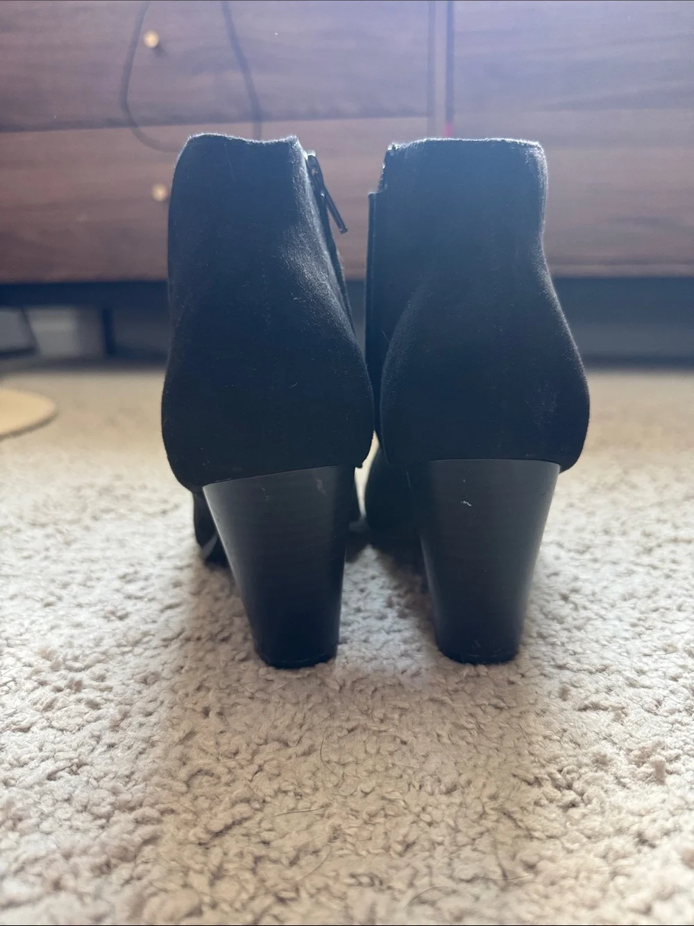 Old Navy Black Suede-Look Ankle Booties with Block Heel
